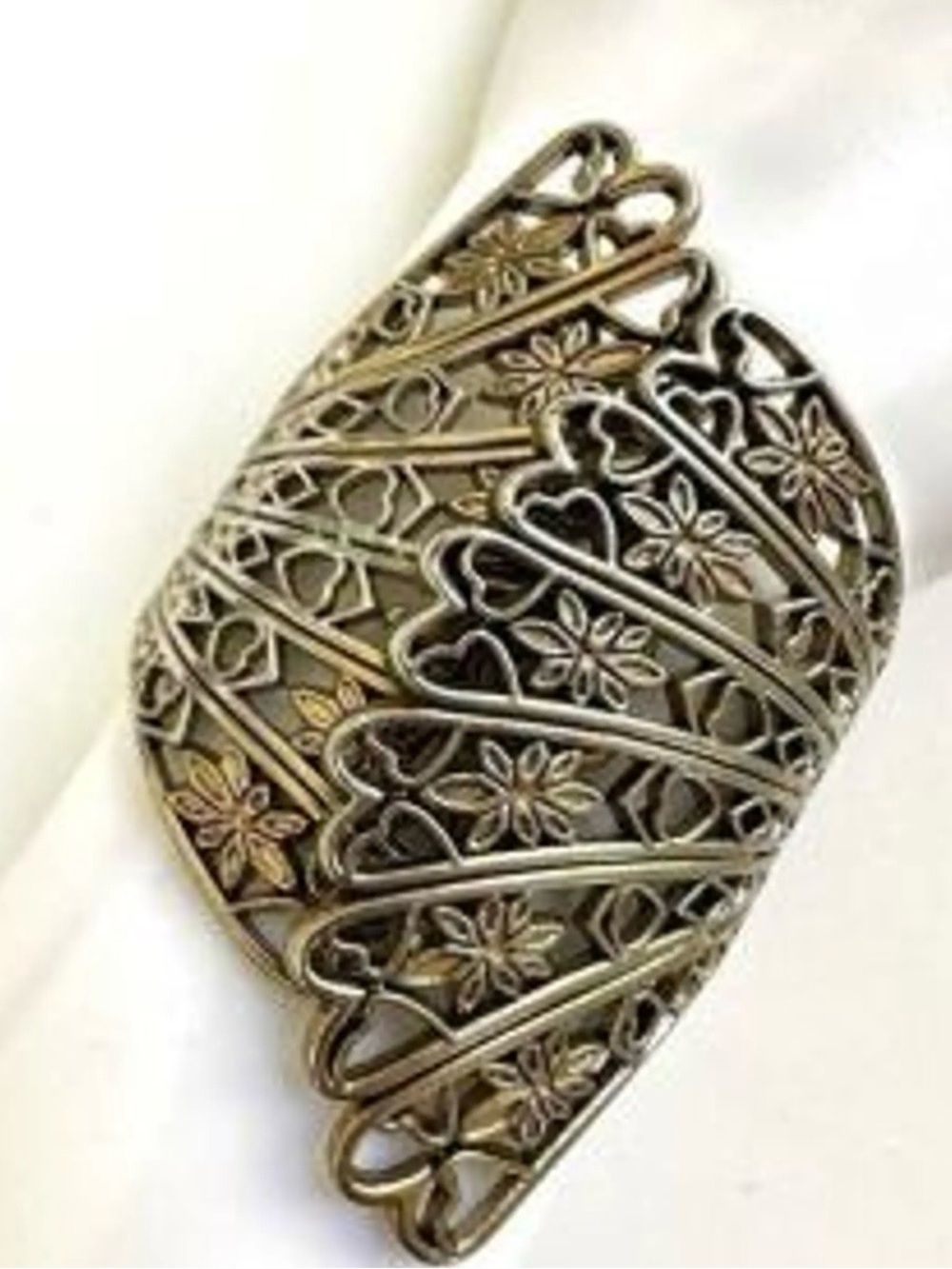 Vintage silver statement cuff bracelet women unique